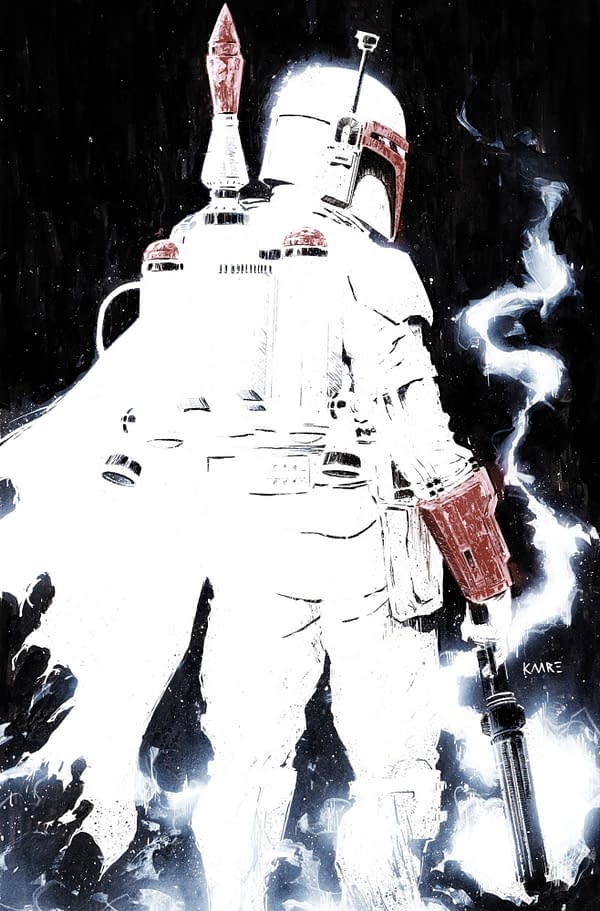 Cover image for STAR WARS: BOBA FETT - BLACK, WHITE & RED #1 KAARE ANDREWS VIRGIN VARIANT