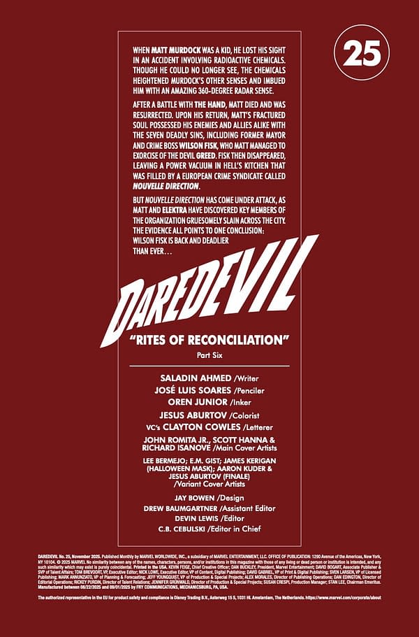 Interior preview page from DAREDEVIL #25 JOHN ROMITA JR. COVER