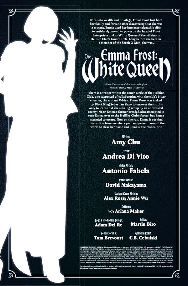 Interior preview page from EMMA FROST: THE WHITE QUEEN #4 DAVID NAKAYAMA COVER