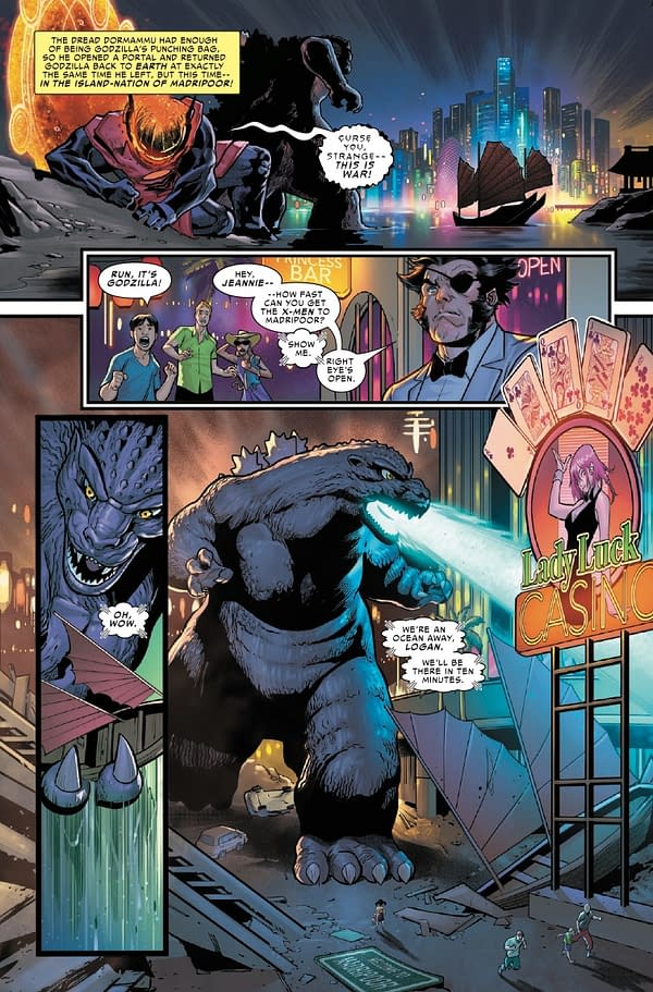 Interior preview page from GODZILLA DESTROYS THE MARVEL UNIVERSE #3 MARK BROOKS COVER