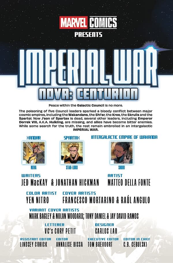 Interior preview page from IMPERIAL WAR: NOVA CENTURION #1 FRANCESCO MORTARINO COVER
