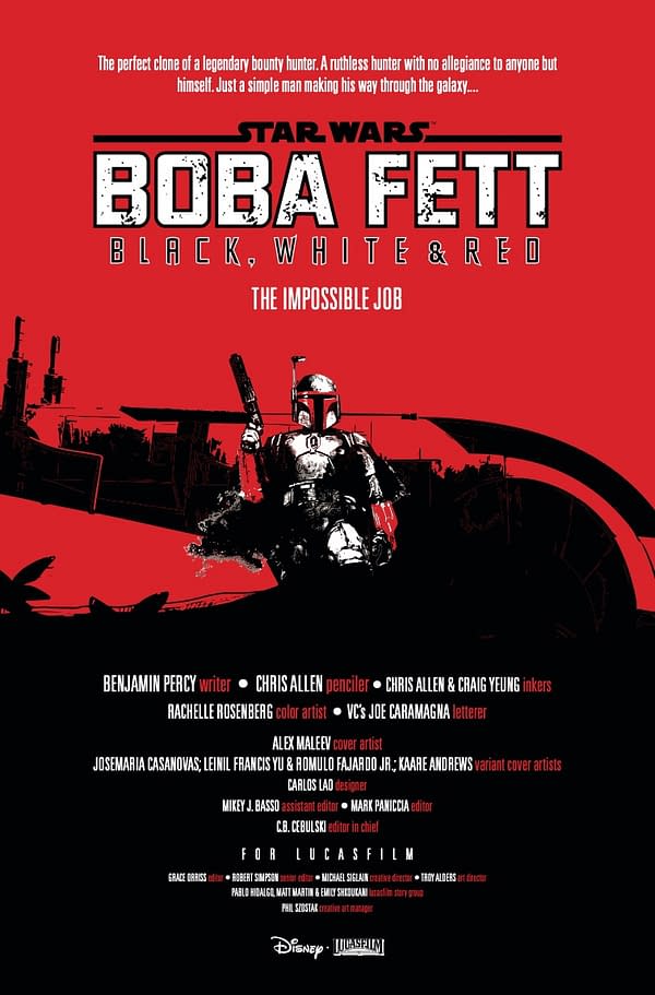 Interior preview page from STAR WARS: BOBA FETT - BLACK WHITE AND RED #1 ALEX MALEEV COVER