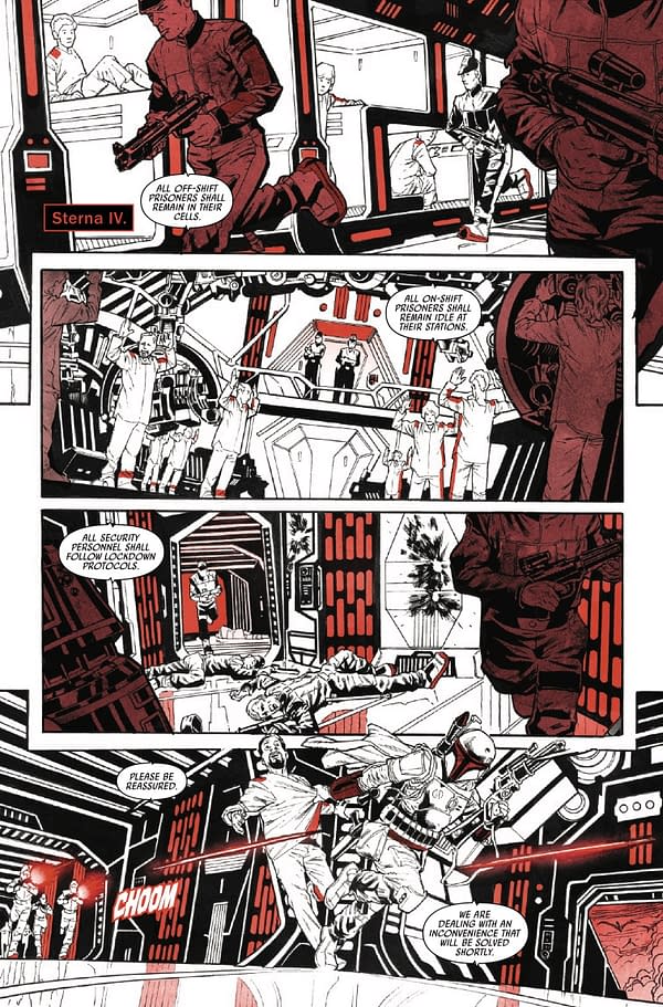 Interior preview page from STAR WARS: BOBA FETT - BLACK WHITE AND RED #1 ALEX MALEEV COVER