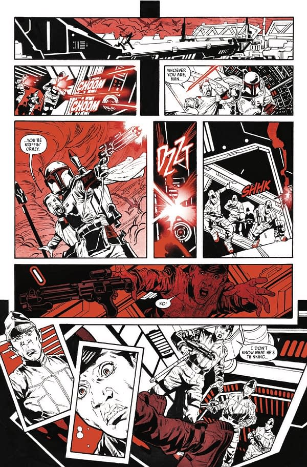 Interior preview page from STAR WARS: BOBA FETT - BLACK WHITE AND RED #1 ALEX MALEEV COVER