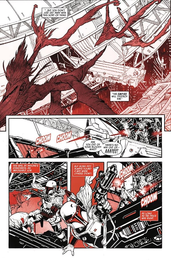 Interior preview page from STAR WARS: BOBA FETT - BLACK WHITE AND RED #1 ALEX MALEEV COVER