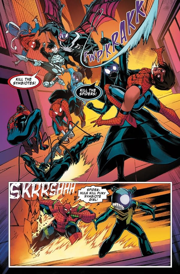 Interior preview page from SPIDER-VERSE VS. VENOMVERSE #5 LUCIANO VECCHIO COVER
