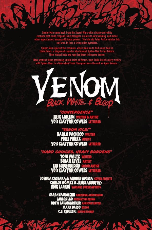 Interior preview page from VENOM: BLACK WHITE AND BLOOD #2 JOSHUA CASSARA COVER