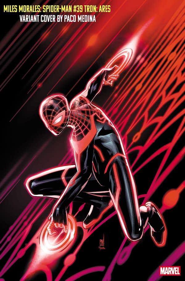 Cover image for MILES MORALES: SPIDER-MAN #39 PACO MEDINA TRON: ARES VARIANT