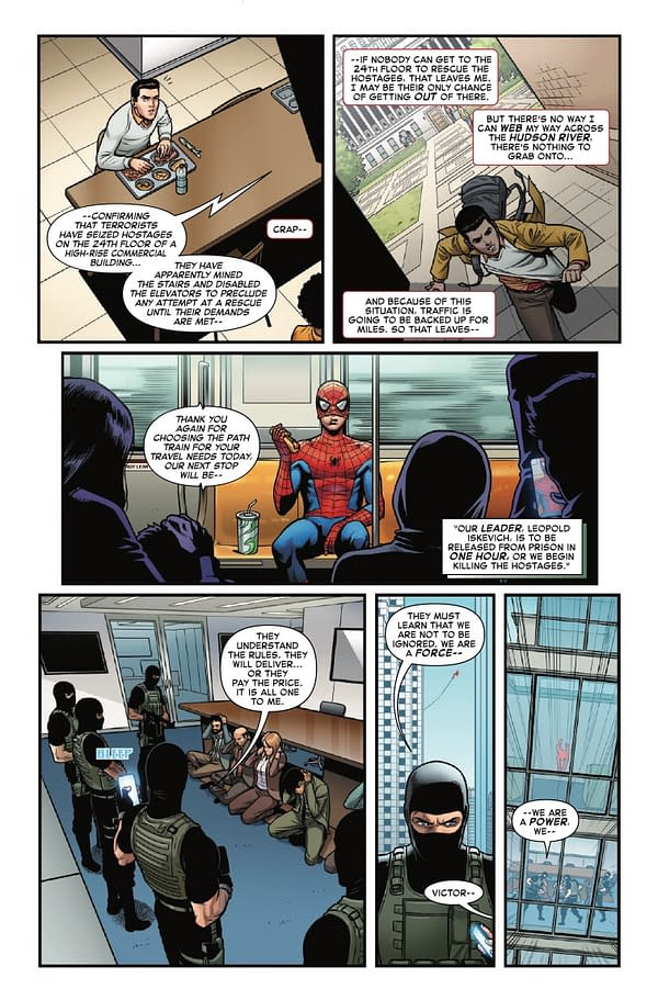 Interior preview page from AMAZING SPIDER-MAN: TORN #1 ADAM HUGHES COVER