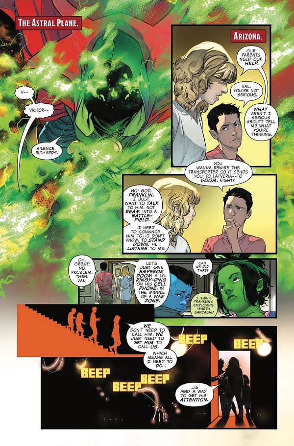 Interior preview page from ONE WORLD UNDER DOOM #8 BEN HARVEY COVER