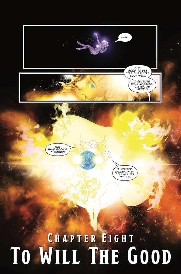Interior preview page from ONE WORLD UNDER DOOM #8 BEN HARVEY COVER