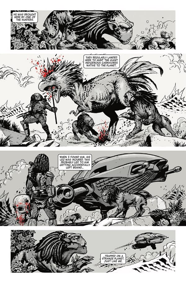 Interior preview page from PREDATOR: BLACK WHITE AND BLOOD #4 NETHO DIAZ COVER