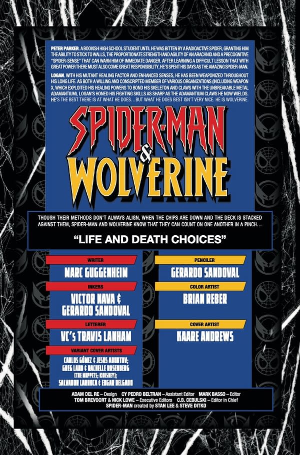 Interior preview page from SPIDER-MAN AND WOLVERINE #6 KAARE ANDREWS COVER