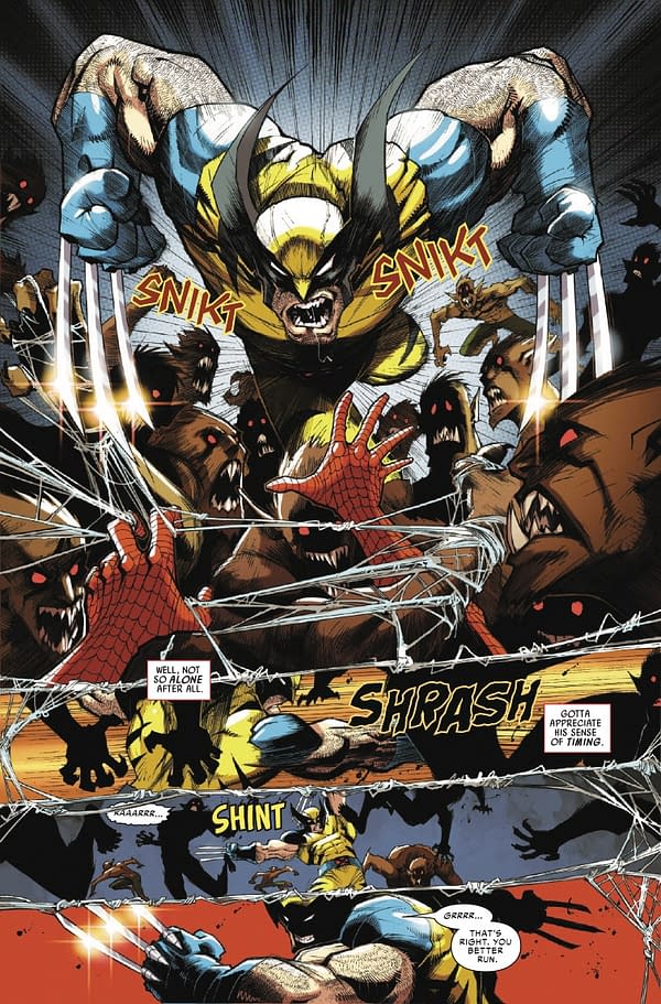 Interior preview page from SPIDER-MAN AND WOLVERINE #6 KAARE ANDREWS COVER