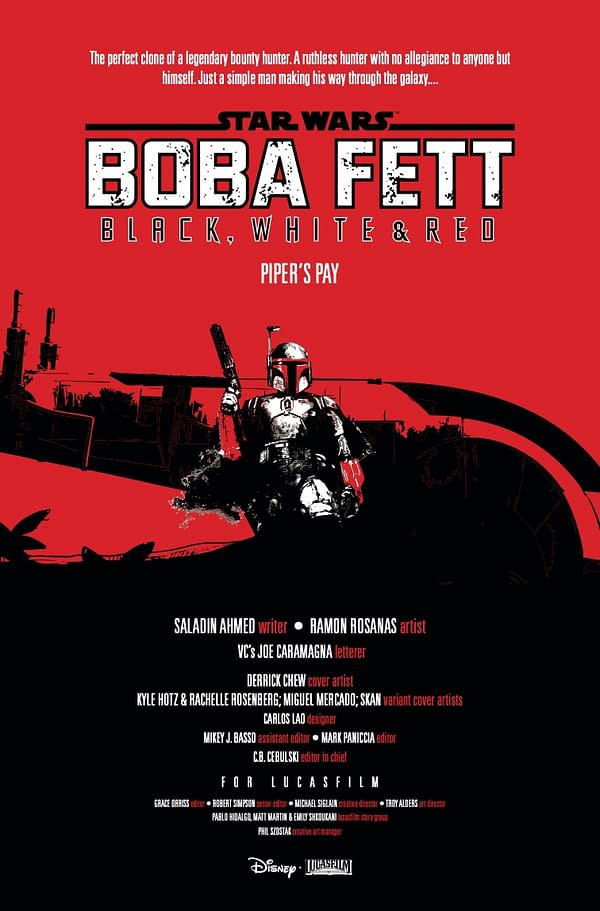 Interior preview page from STAR WARS: BOBA FETT - BLACK WHITE AND RED #2 DERRICK CHEW COVER