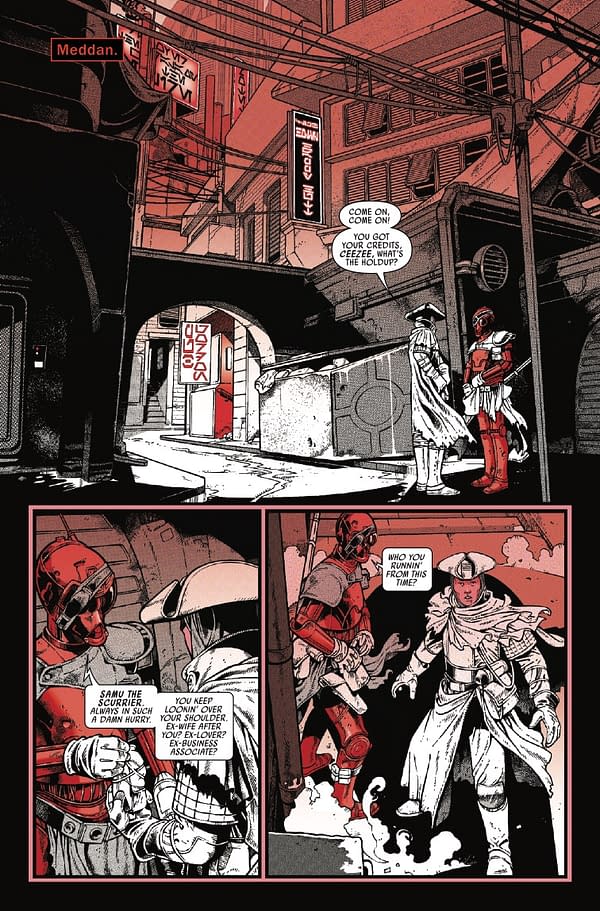 Interior preview page from STAR WARS: BOBA FETT - BLACK WHITE AND RED #2 DERRICK CHEW COVER