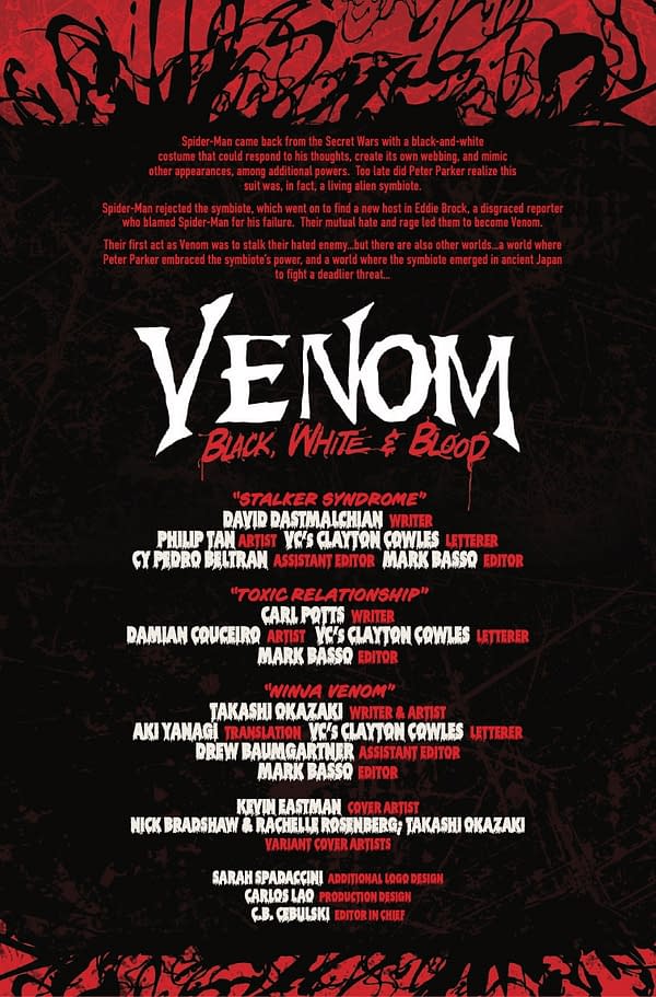 Interior preview page from VENOM: BLACK WHITE AND BLOOD #3 KEVIN EASTMAN COVER