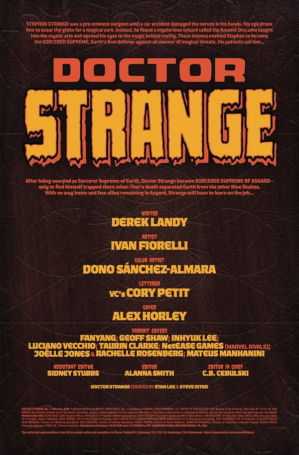 Interior preview page from DOCTOR STRANGE #1 ALEX HORLEY COVER