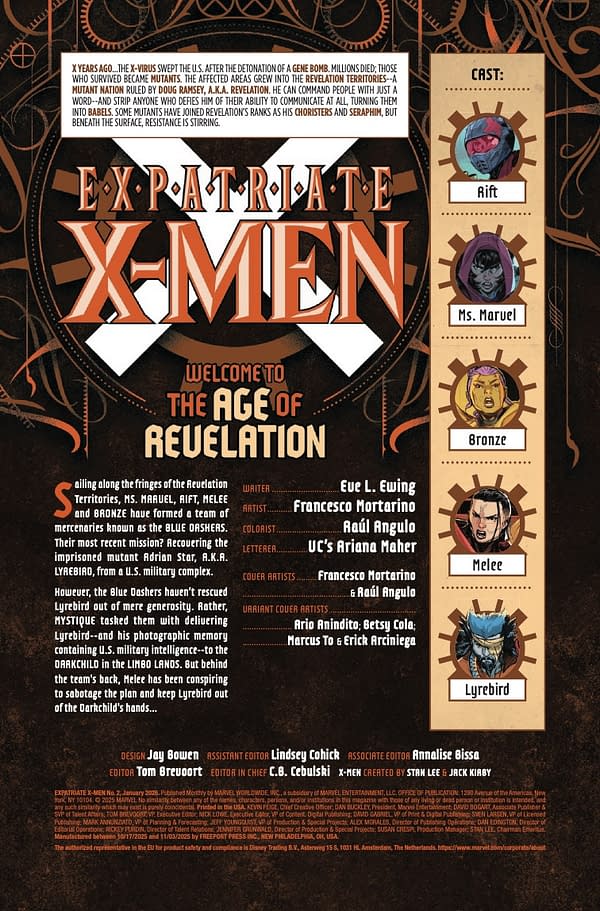 Interior preview page from EXPATRIATE X-MEN #2 FRANCESCO MORTARINO COVER