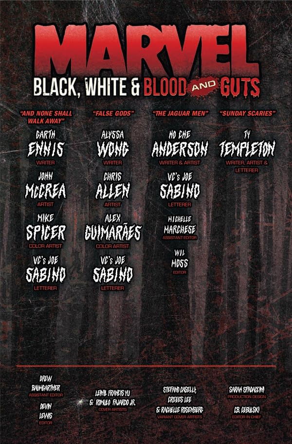 Interior preview page from MARVEL BLACK WHITE AND BLOOD AND GUTS #2 LEINIL YU COVER