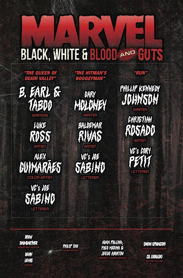 Interior preview page from MARVEL BLACK WHITE AND BLOOD AND GUTS #3 PHILIP TAN COVER