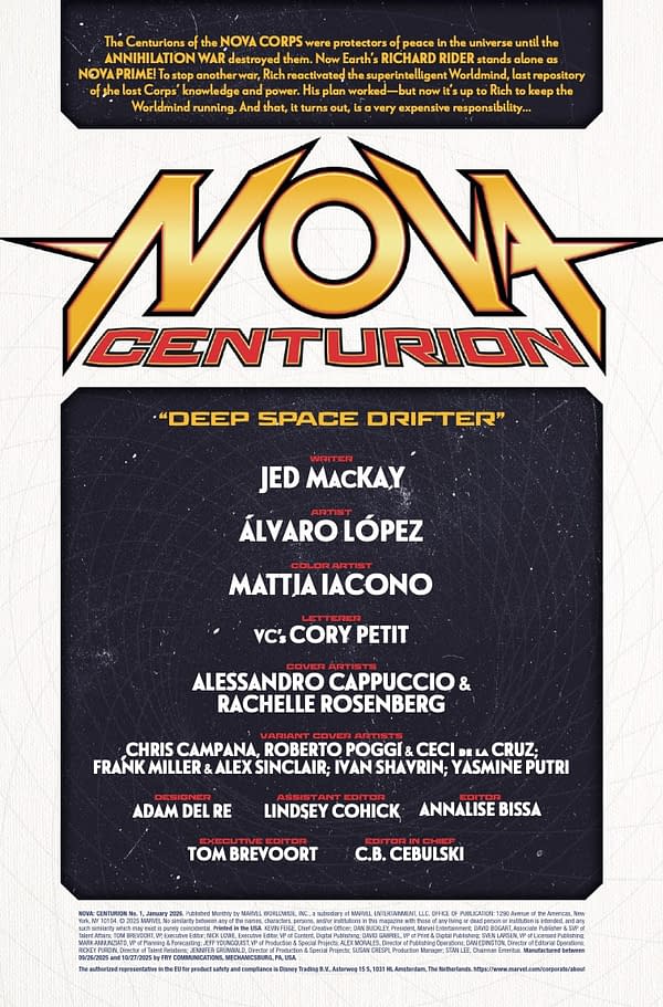 Interior preview page from NOVA: CENTURION #1 ALESSANDRO CAPPUCCIO COVER