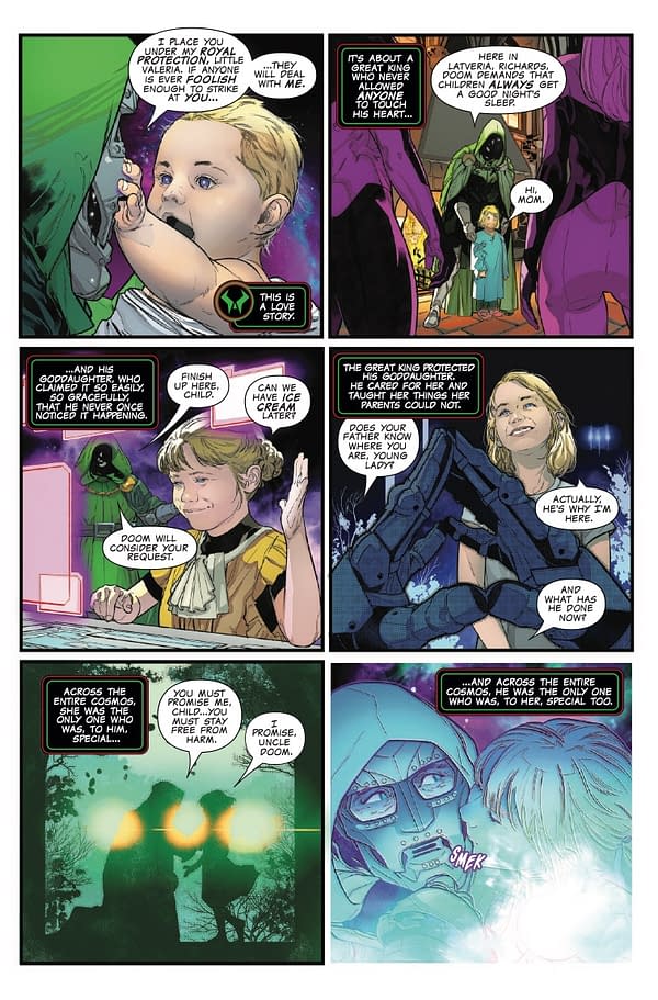 Interior preview page from ONE WORLD UNDER DOOM #9 BEN HARVEY COVER