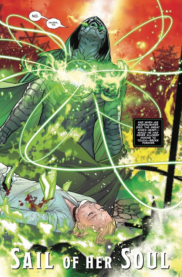 Interior preview page from ONE WORLD UNDER DOOM #9 BEN HARVEY COVER