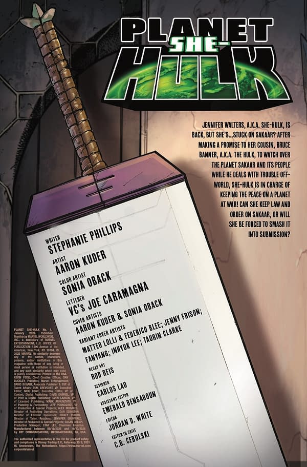 Interior preview page from PLANET SHE-HULK #1 AARON KUDER COVER