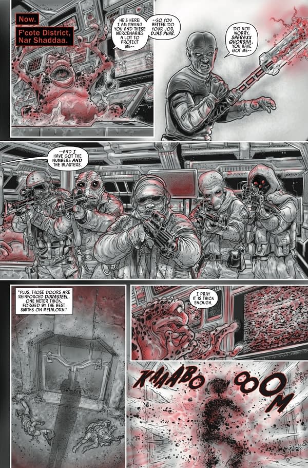 Interior preview page from STAR WARS: BOBA FETT - BLACK WHITE AND RED #3 E.M. GIST COVER
