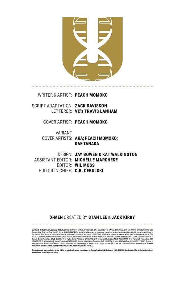 Interior preview page from ULTIMATE X-MEN #21 PEACH MOMOKO COVER