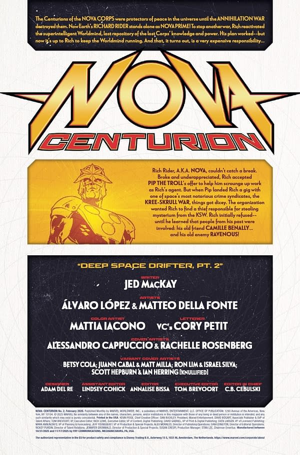 Interior preview page from NOVA: CENTURION #2 ALESSANDRO CAPPUCCIO COVER