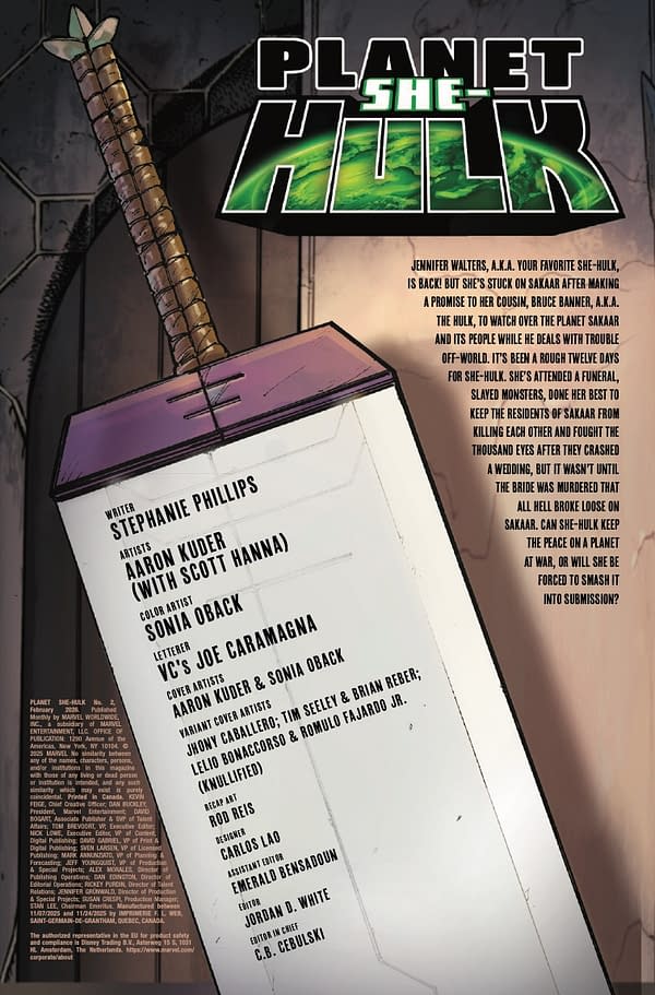 Interior preview page from PLANET SHE-HULK #2 AARON KUDER COVER