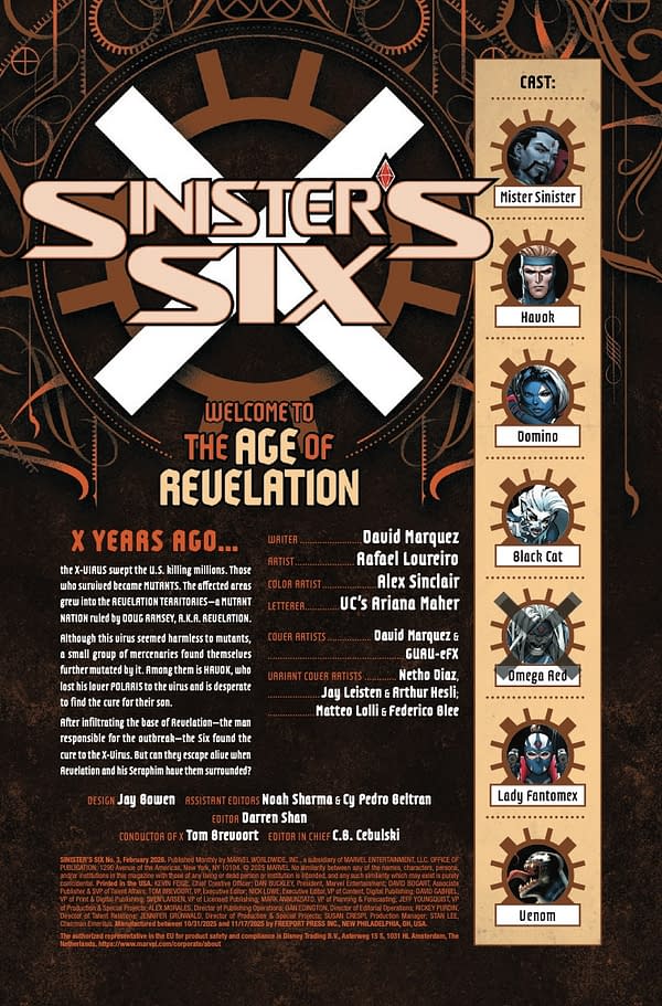 Interior preview page from SINISTER'S SIX #3 DAVID MARQUEZ COVER