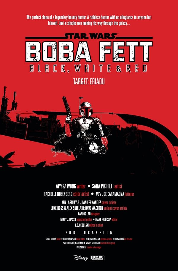 Interior preview page from STAR WARS: BOBA FETT - BLACK WHITE AND RED #4 KEN LASHLEY COVER