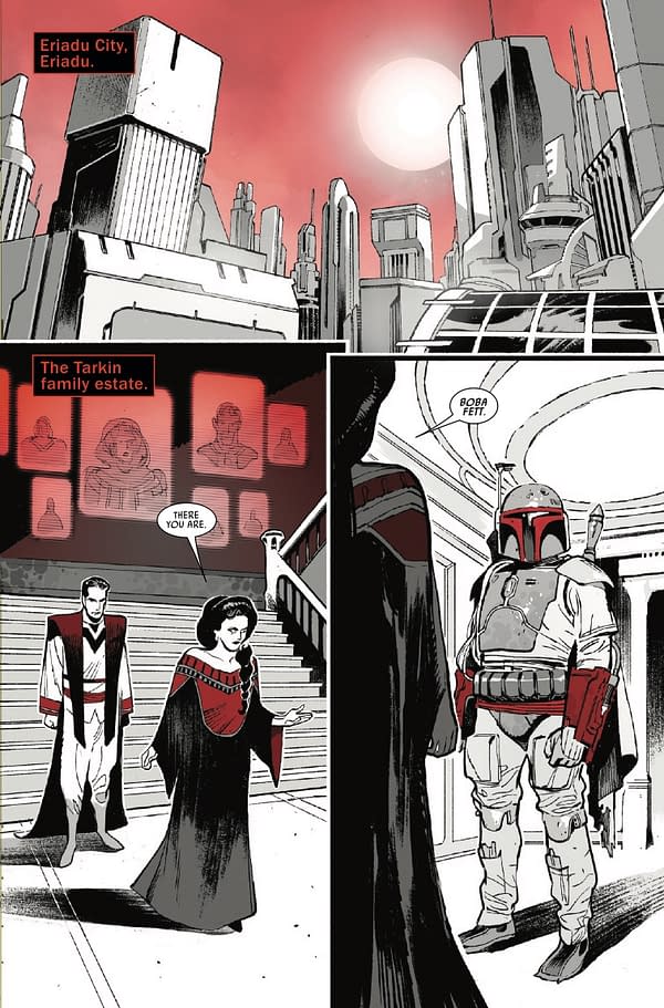Interior preview page from STAR WARS: BOBA FETT - BLACK WHITE AND RED #4 KEN LASHLEY COVER