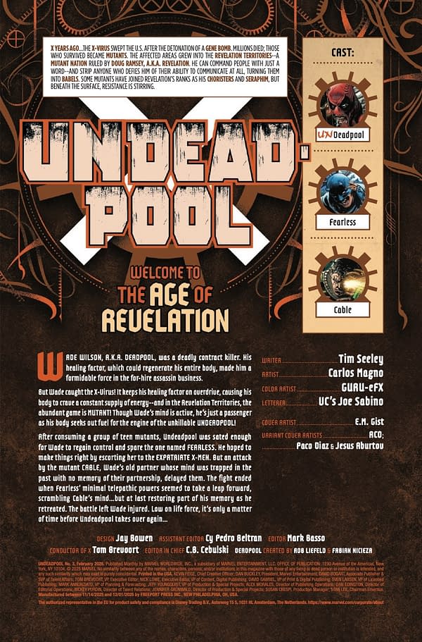 Interior preview page from UNDEADPOOL #3 E.M. GIST COVER