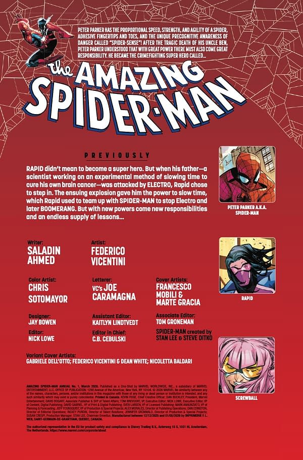 Interior preview page from AMAZING SPIDER-MAN 2026 ANNUAL #1 FRANCESCO MOBILI COVER