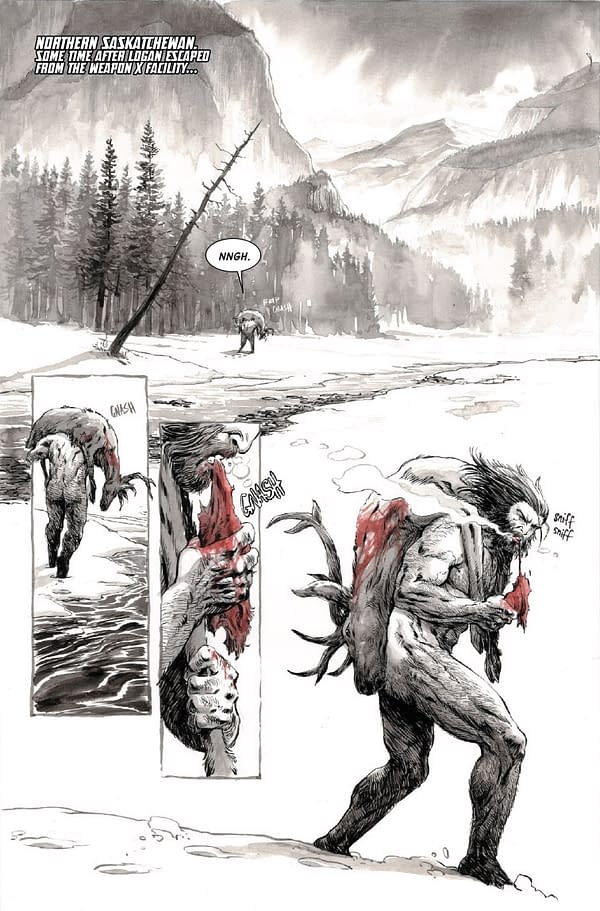 Interior preview page from LOGAN: BLACK WHITE AND BLOOD #1 ALEX MALEEV COVER