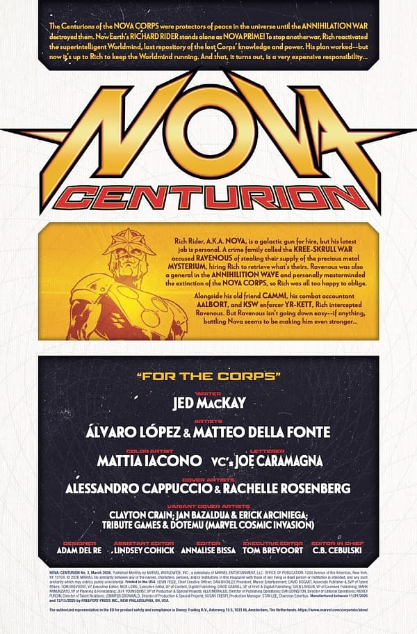 Interior preview page from NOVA: CENTURION #3 ALESSANDRO CAPPUCCIO COVER
