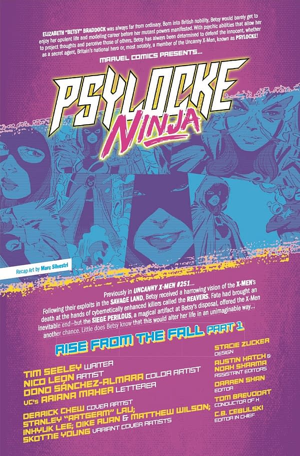 Interior preview page from PSYLOCKE: NINJA #1 DERRICK CHEW COVER