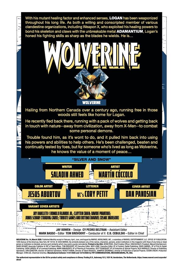 Interior preview page from WOLVERINE #14 DAN PANOSIAN COVER