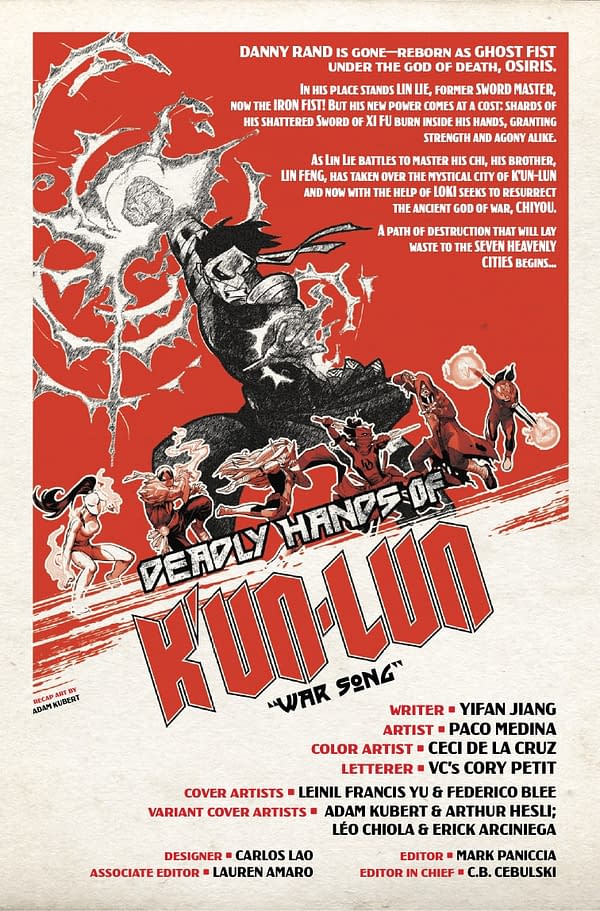 Interior preview page from DEADLY HANDS OF K'UN-LUN #1 LEINIL YU COVER