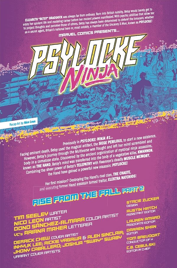 Interior preview page from PSYKLOCKE: NINJA #2 DERRICK CHEW COVER