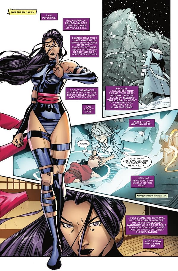 Interior preview page from PSYKLOCKE: NINJA #2 DERRICK CHEW COVER