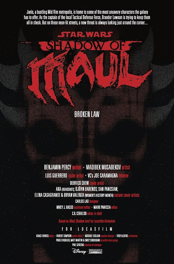 Interior preview page from STAR WARS: SHADOW OF MAUL #1 DERRICK CHEW COVER