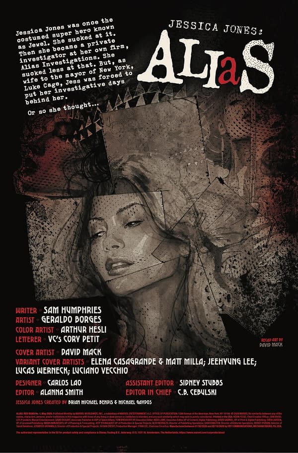 Interior preview page from ALIAS: RED BAND #1 DAVID MACK COVER