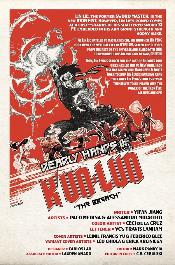 Interior preview page from DEADLY HANDS OF K'UN-LUN #2 LEINIL YU COVER