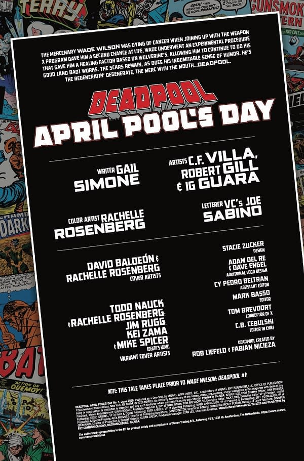 Interior preview page from DEADPOOL: APRIL POOL'S DAY #1 DAVID BALDEóN COVER
