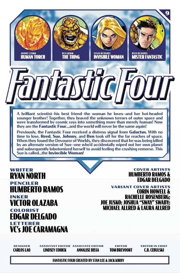 Interior preview page from FANTASTIC FOUR #9 HUMBERTO RAMOS COVER